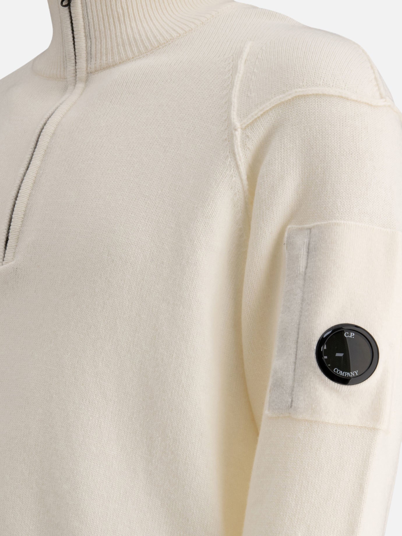 C.P. Company Half-zip sweater with "Lens" detail White