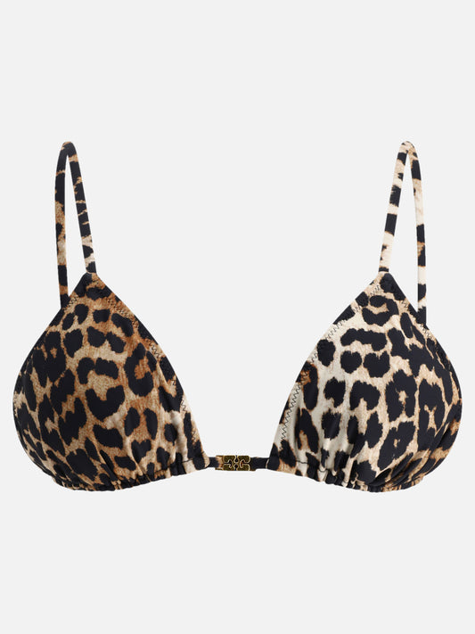 Ganni Leopard-print bikini top Brown