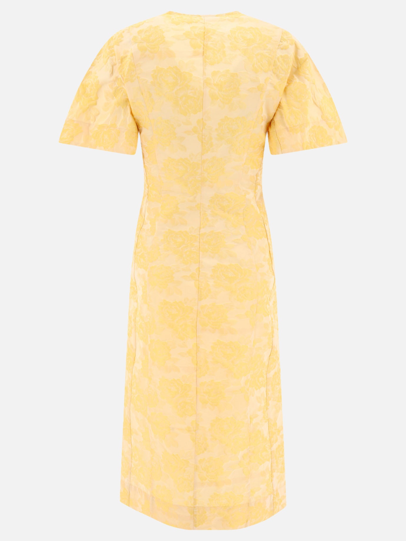 Ganni "Botanical Jacquard" midi dress Yellow