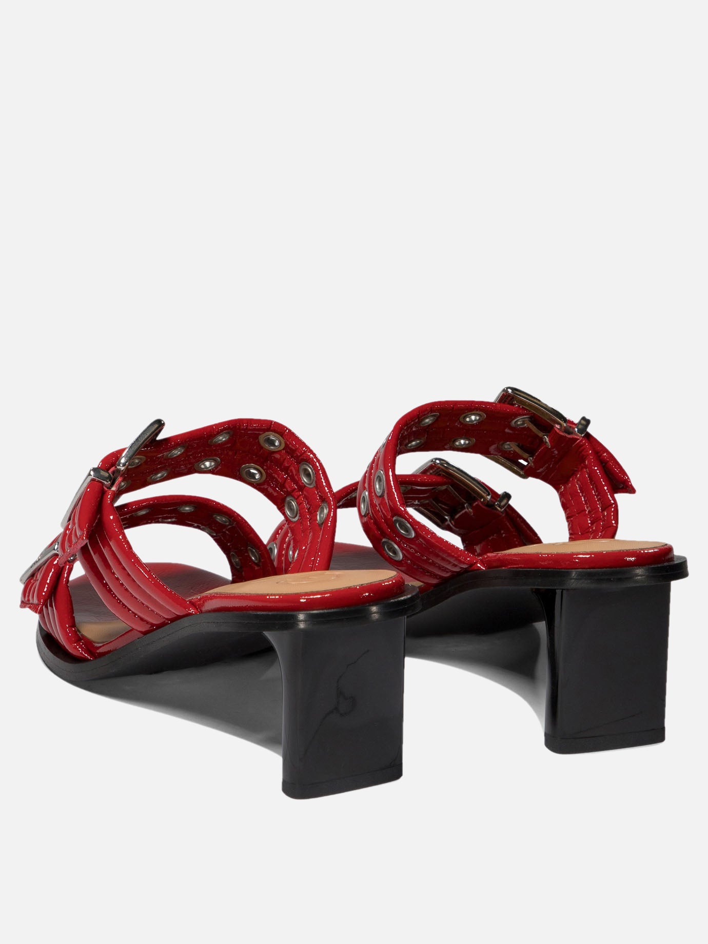 Ganni "Buckle" mules Red