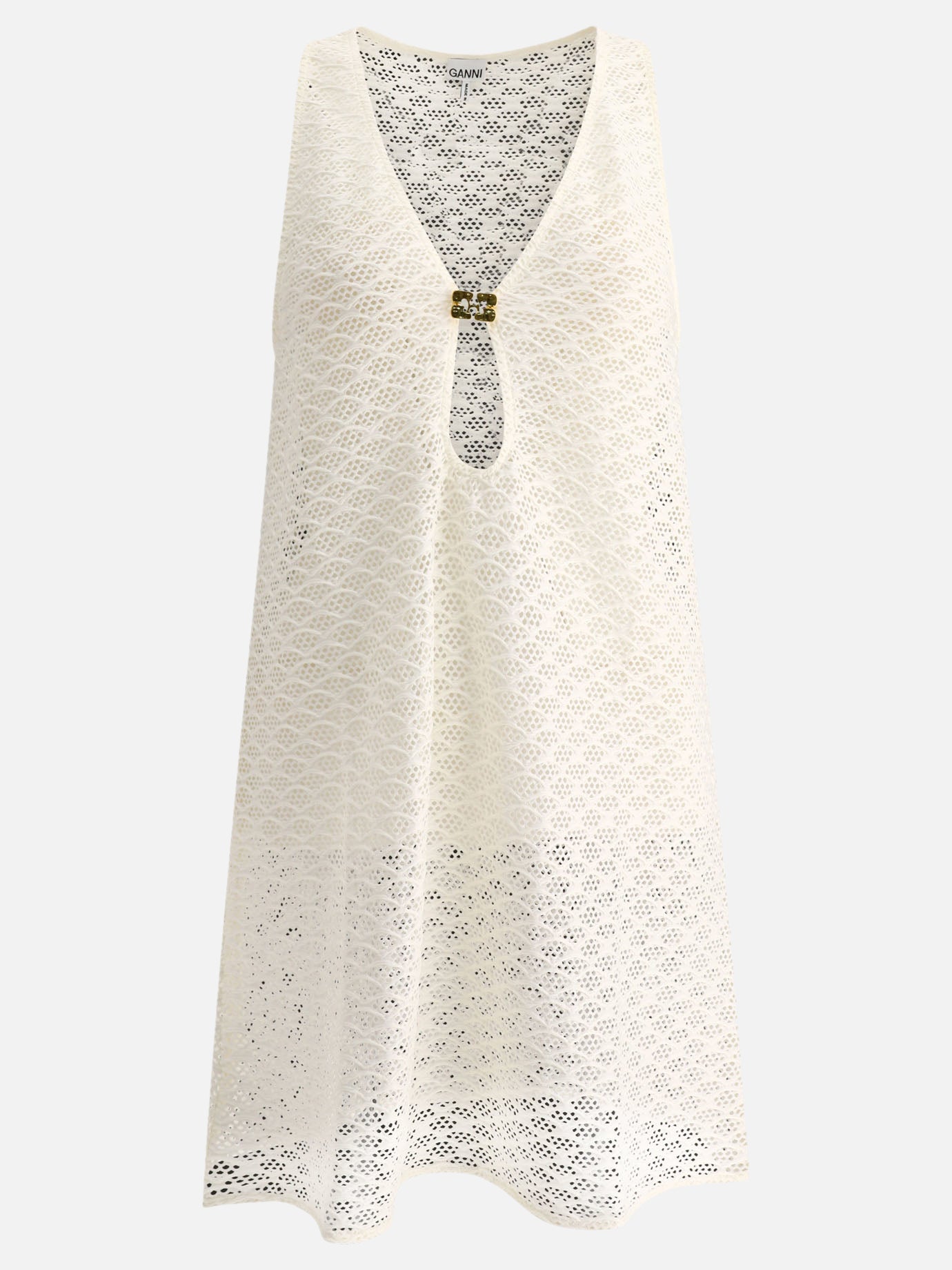 Ganni Mesh lace dress White