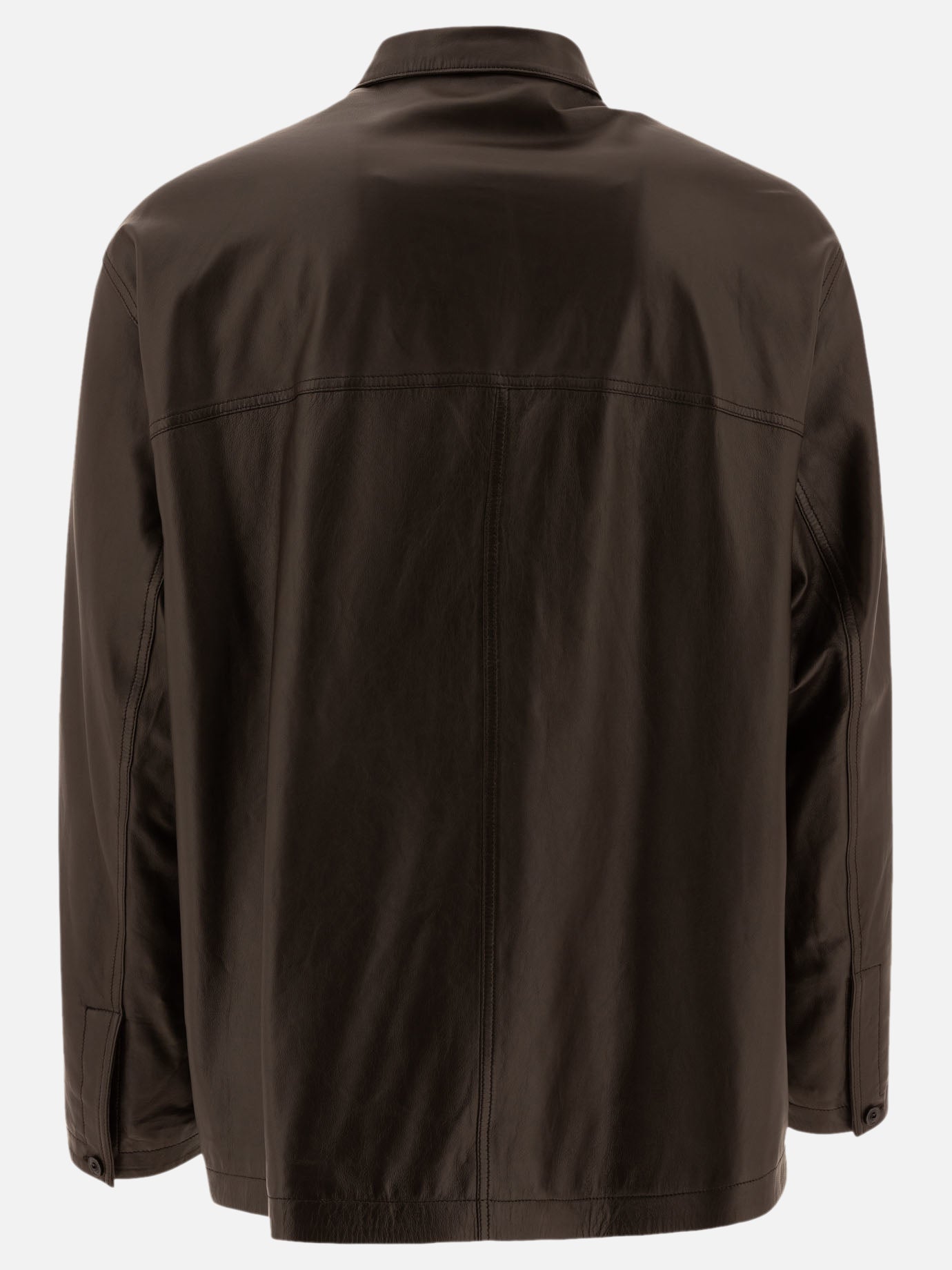 Lemaire Leather jacket with high neck Brown