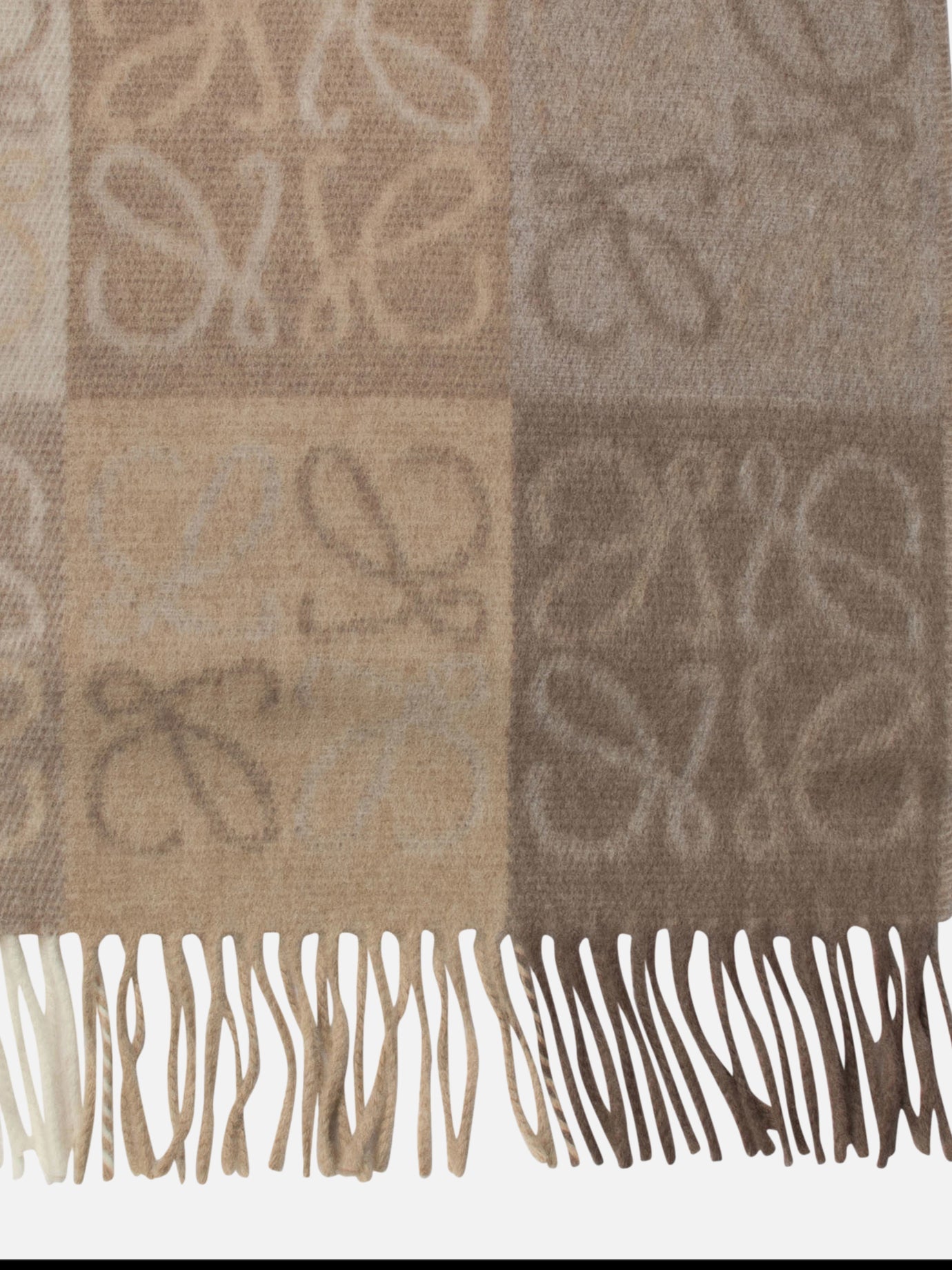 Fringed scarves 90% wool 10% cashmere  Beige - Loewe Men | PDP | VIETTI Online Store | Zoom-Modal_2
