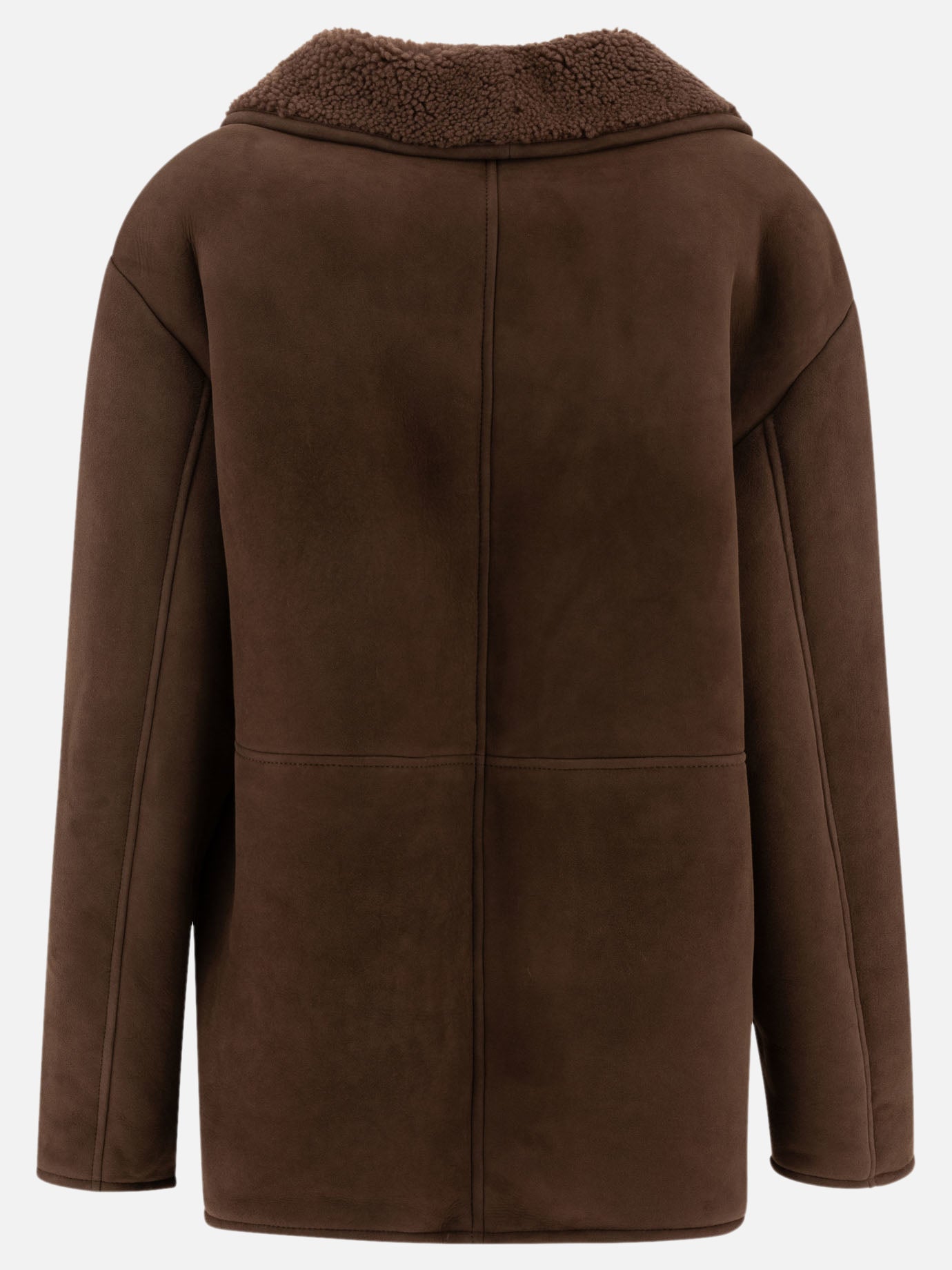 Shearling jackets Solid colour  Brown - Loulou Studio Women | PDP | VIETTI Online Store | thumbnail_2