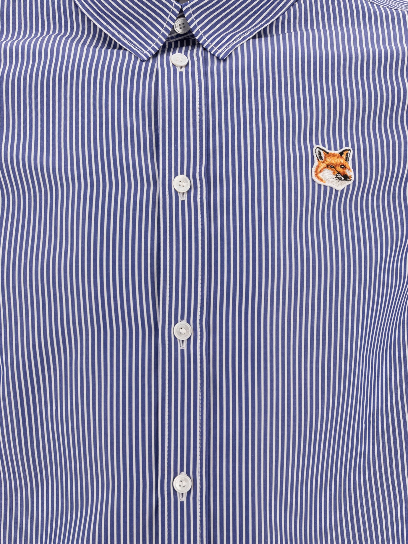 Maison Kitsuné "Fox Head" striped shirt Blue