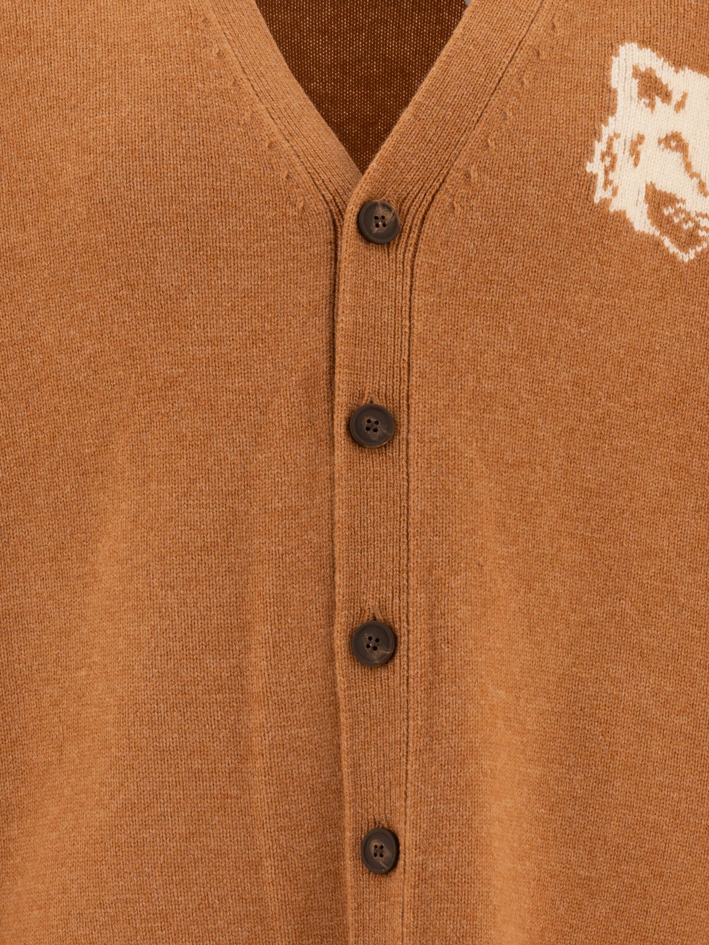 Maison Kitsuné "Fox Head Intarsia" cardigan Brown