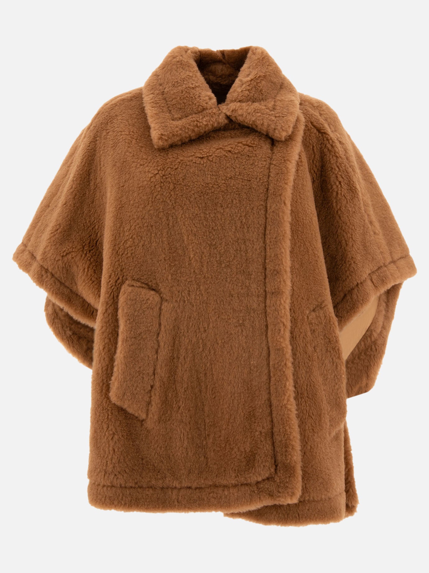 Max Mara Teddy fabric cape Brown