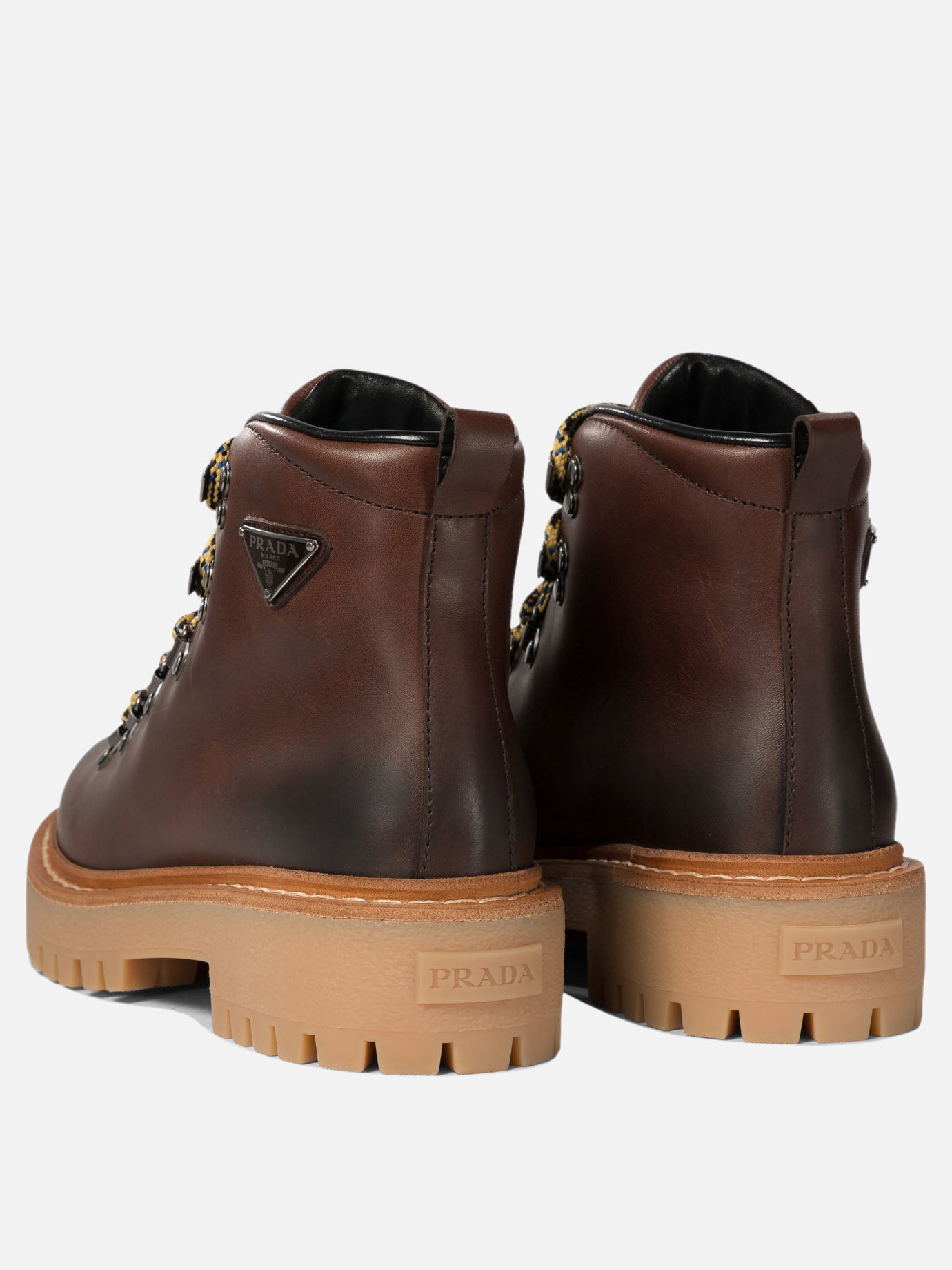 Prada Leather laced booties Brown