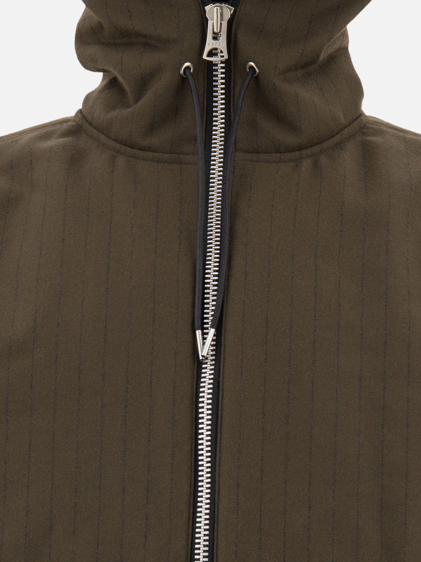 Sacai Pinstriped hooded jacket Brown