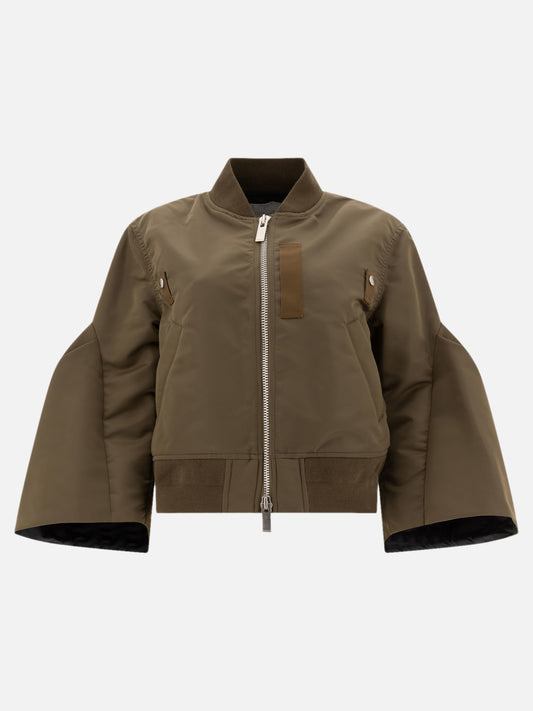 Sacai Nylon cropped bomber jacket Green