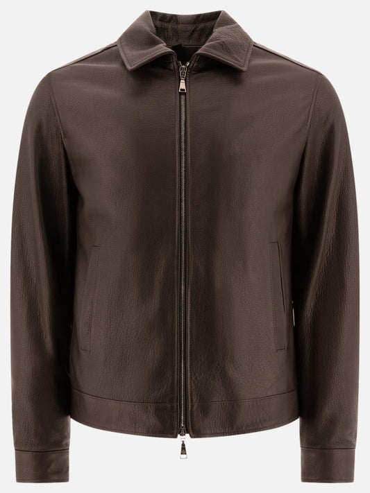 Leather jackets Solid colour  Brown - Tagliatore Men | PLP | VIETTI Online Store 
