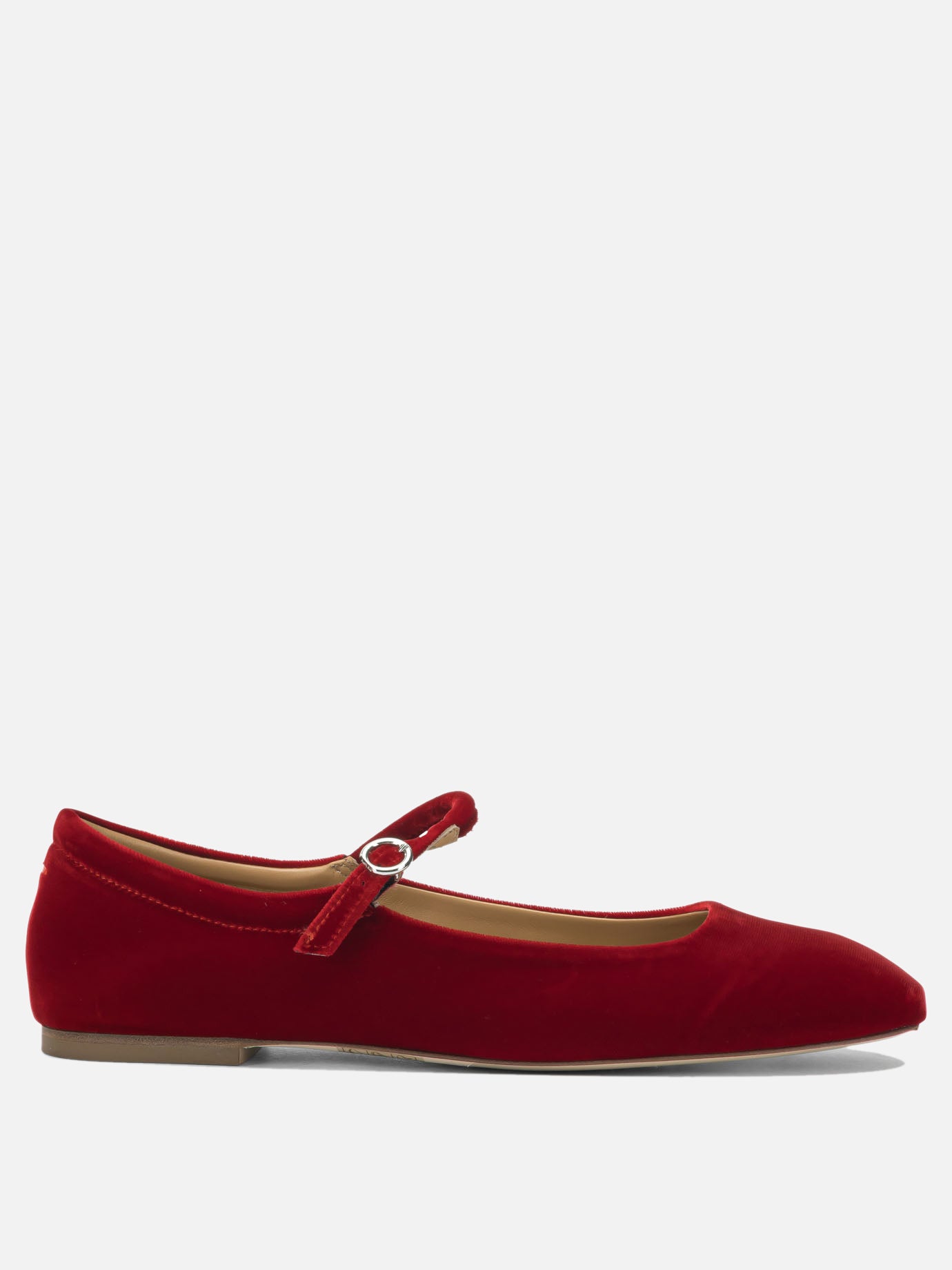 Mary Jane ballet flats 100% velvet - 100% leather  Red - Aeyde Women | PDP | VIETTI Online Store | thumbnail