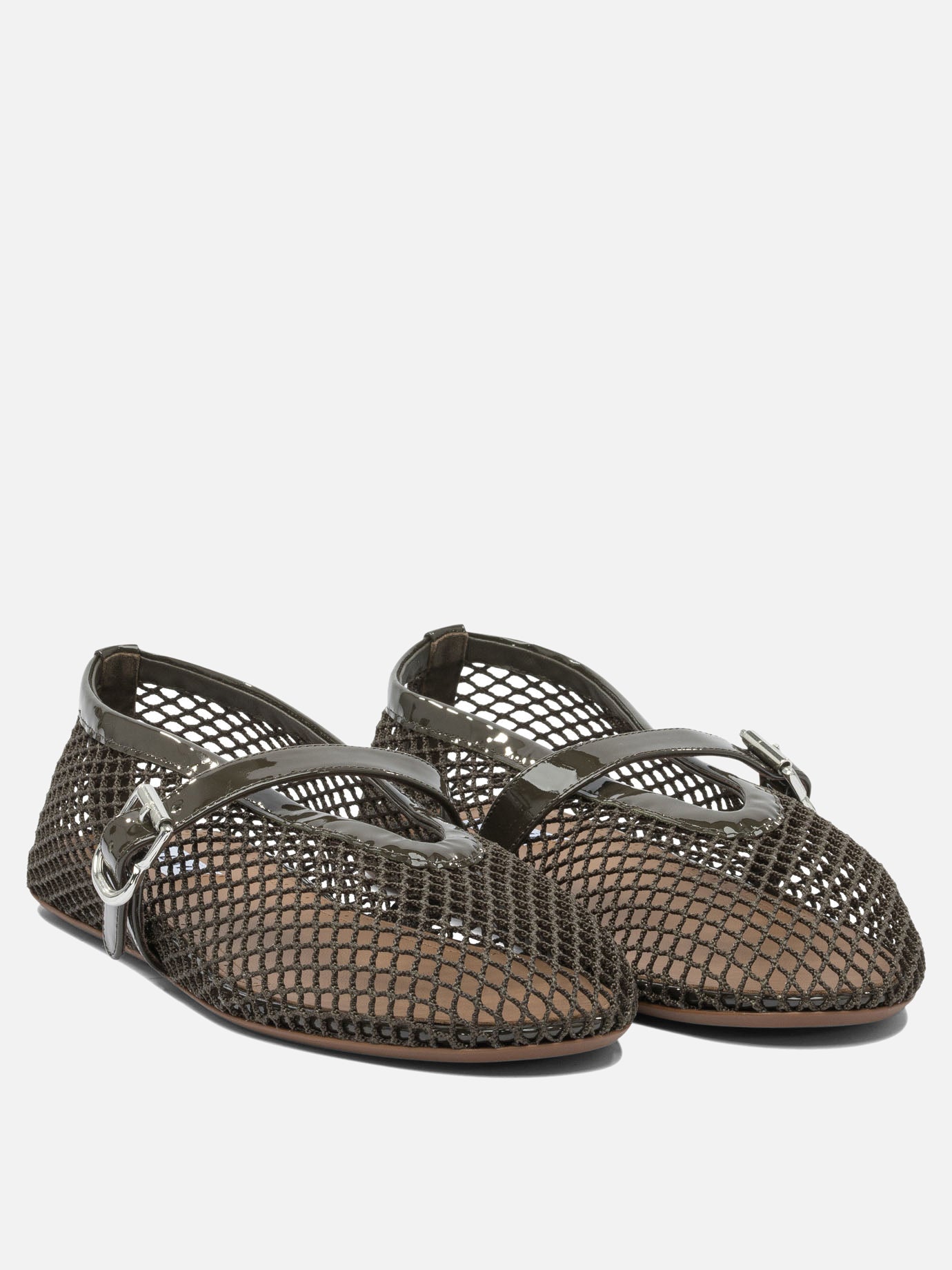 Mary Jane ballet flats 90% polyamide 10% calf leather - 100% rubber  Green - Alaïa Women | PDP | VIETTI Online Store | Zoom-Modal_2
