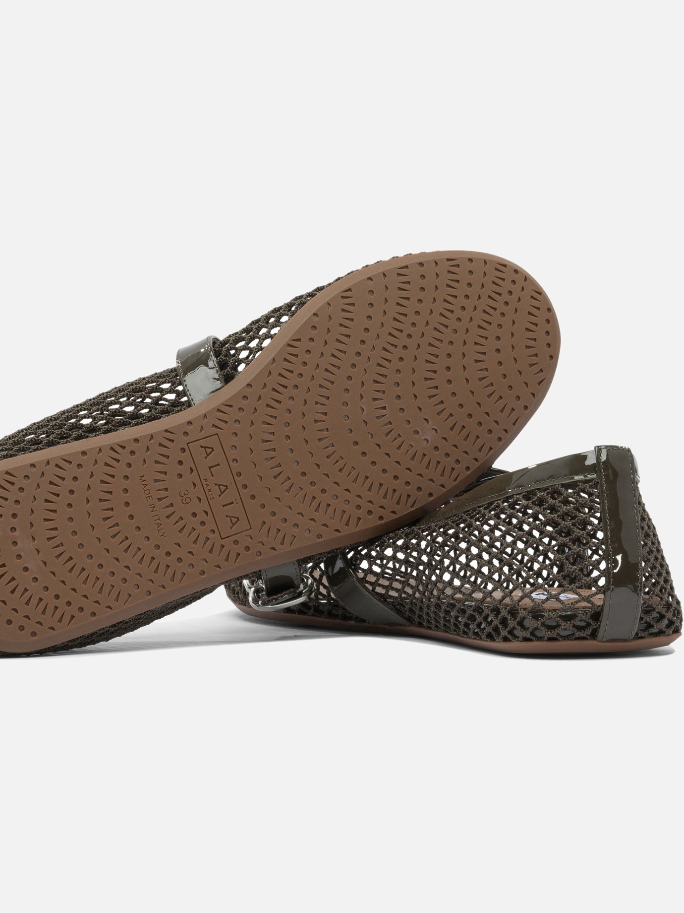 Mary Jane ballet flats 90% polyamide 10% calf leather - 100% rubber  Green - Alaïa Women | PDP | VIETTI Online Store | Zoom-Modal_5
