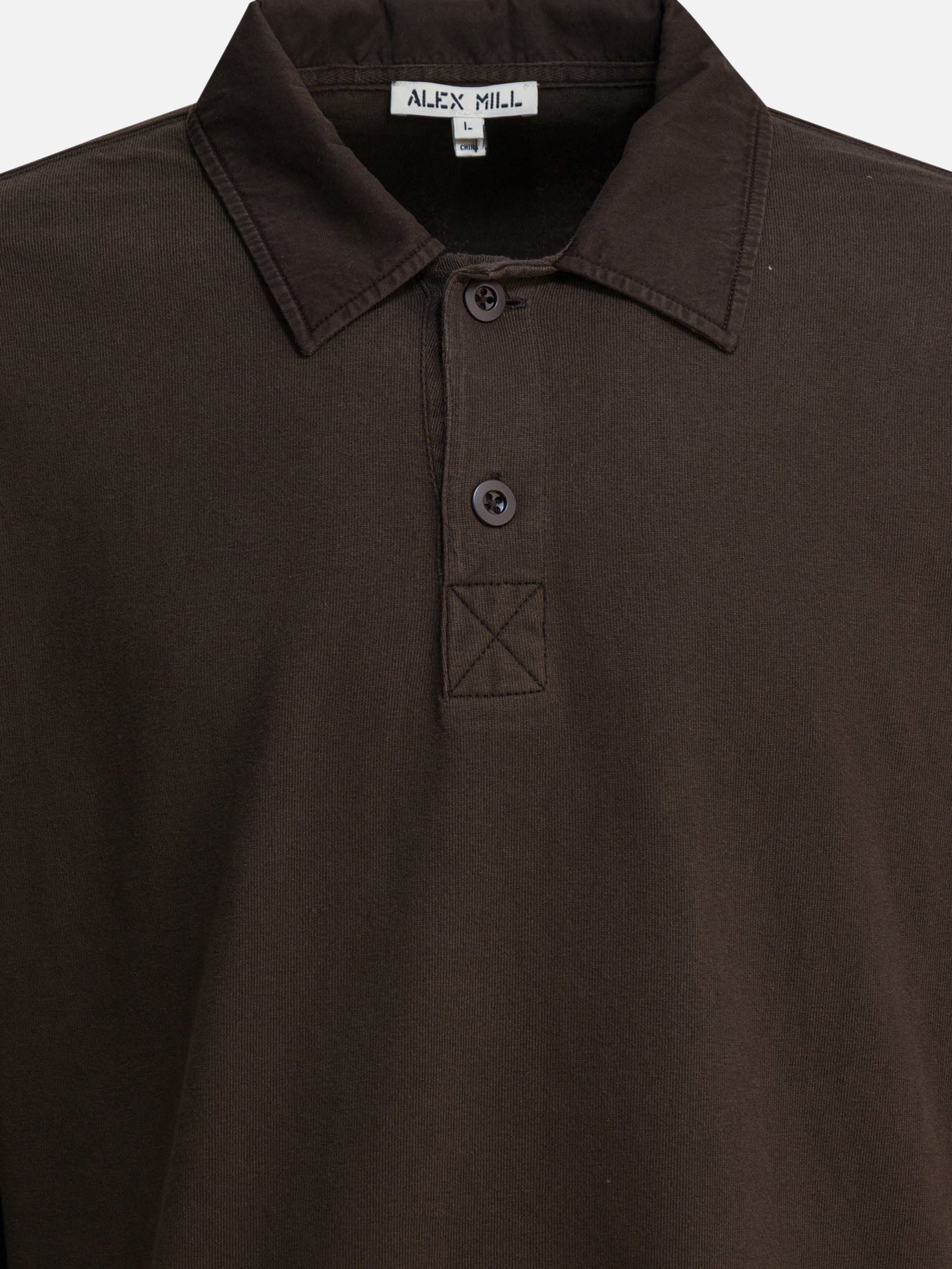 Polo con bottoni Solid colour  Marrone - Alex Mill Uomo | PDP | VIETTI Online Store | Zoom-Modal_3

