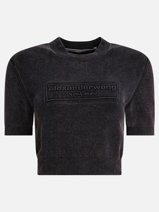 T-shirt girocollo Logo  Nero - Alexander Wang Donna | PLP | VIETTI Online Store 
