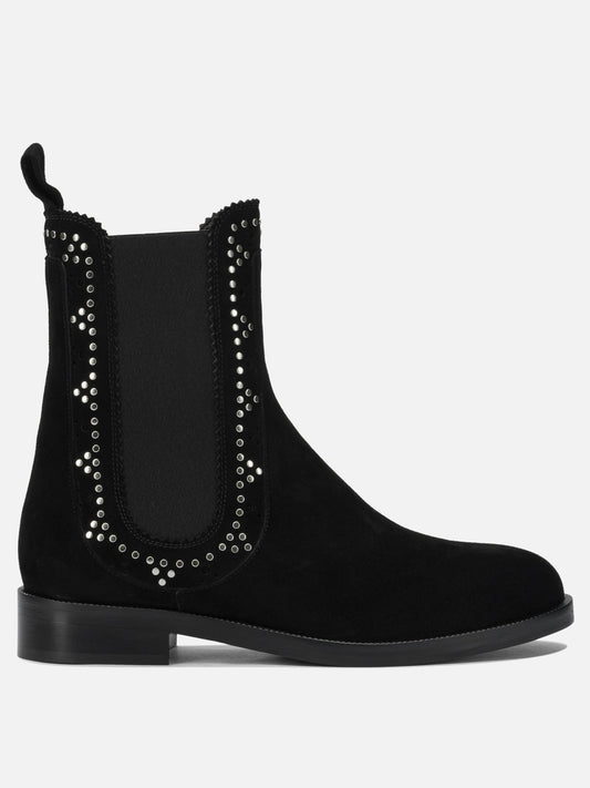 Pull-on boots 80% kid suede leather 20% viscose - 100% calf leather  Black - Aquazzura Women | PDP | VIETTI Online Store 
