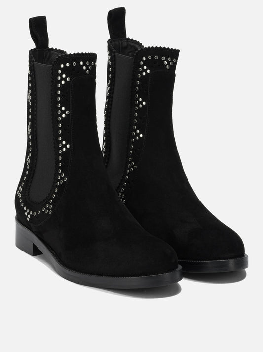 Pull-on boots 80% kid suede leather 20% viscose - 100% calf leather  Black - Aquazzura Women | PDP | VIETTI Online Store | 2
