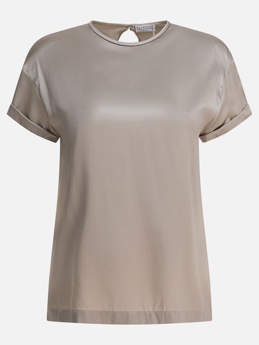 Crewneck t-shirts Solid colour  Silver - Brunello Cucinelli Women | PDP | VIETTI Online Store 
