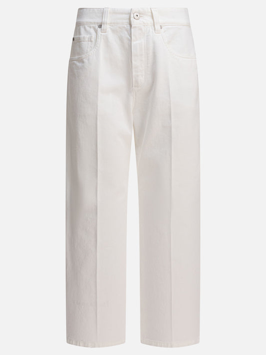 Jeans a gamba dritta Solid colour  Bianco - Brunello Cucinelli Donna | PLP | VIETTI Online Store 

