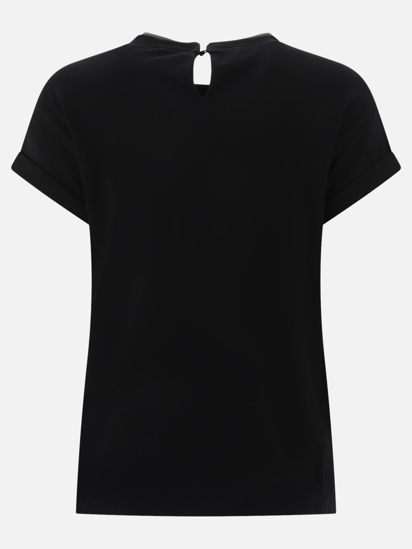 T-shirt girocollo Solid colour  Nero - Brunello Cucinelli Donna | PDP | VIETTI Online Store | thumbnail_2