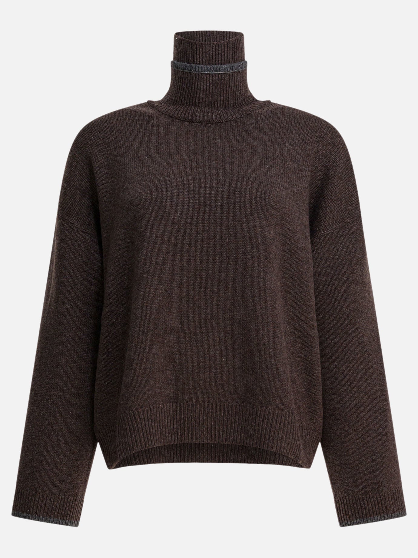 Maglioni dolcevita Solid colour  Marrone - Brunello Cucinelli Donna | PDP | VIETTI Online Store | Zoom-Modal
