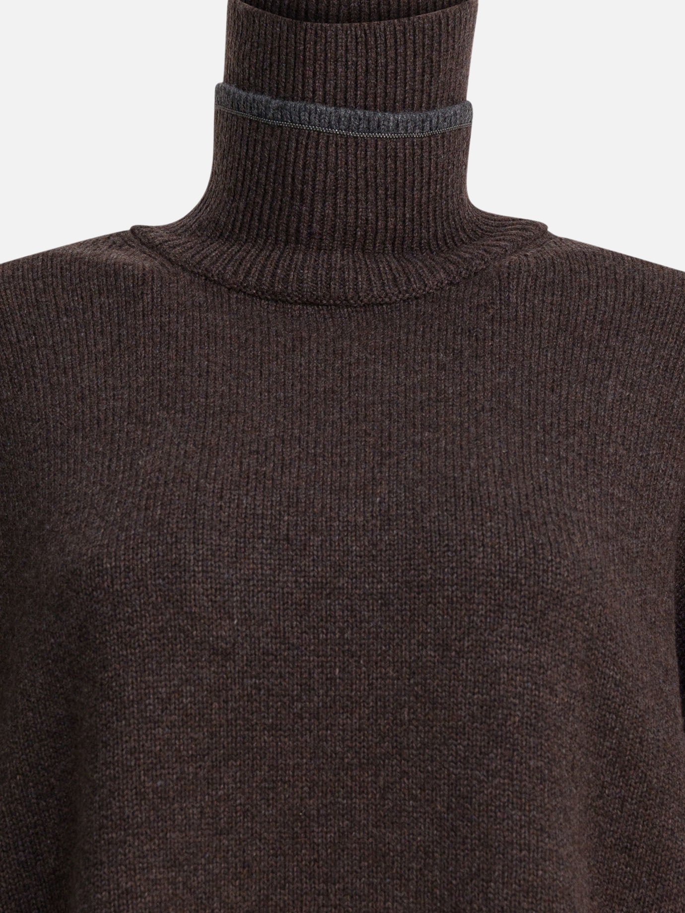 Maglioni dolcevita Solid colour  Marrone - Brunello Cucinelli Donna | PDP | VIETTI Online Store | Zoom-Modal_3

