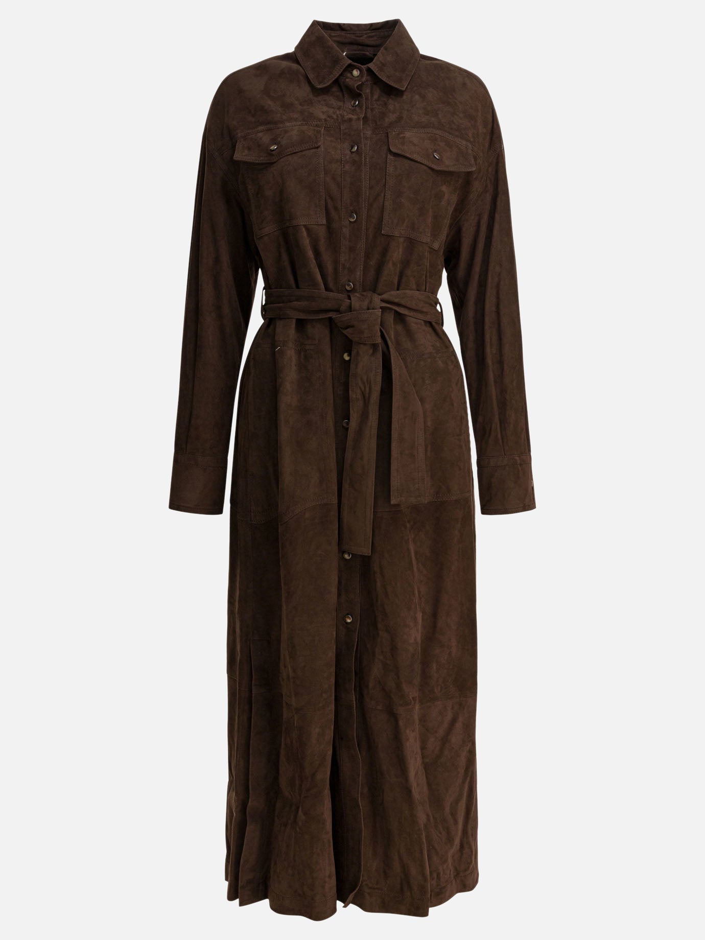 Cappotti lunghi Solid colour  Marrone - Brunello Cucinelli Donna | PDP | VIETTI Online Store | thumbnail