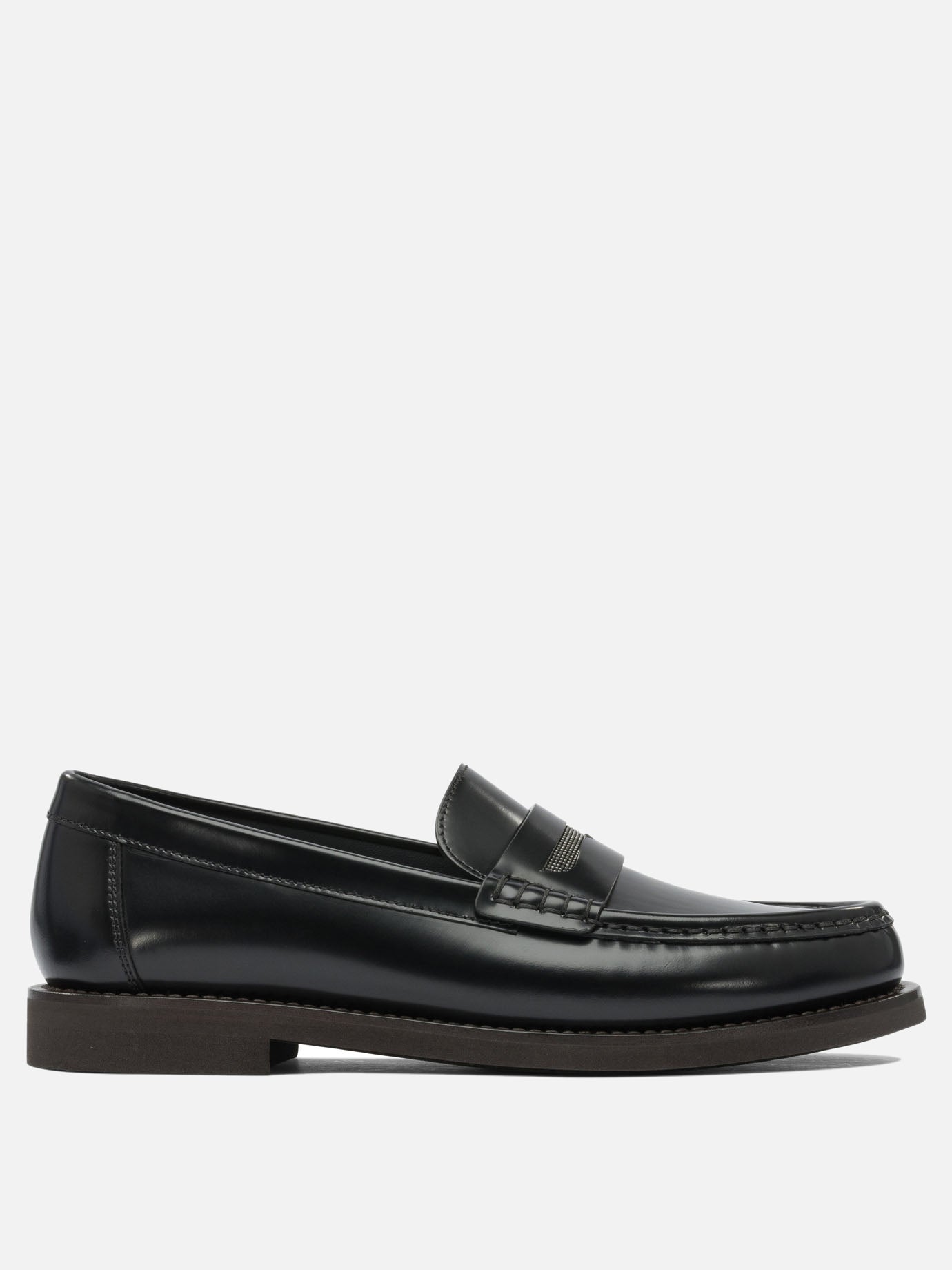 Mocassini 100% leather - 100% rubber  Nero - Brunello Cucinelli Donna | PDP | VIETTI Online Store | thumbnail