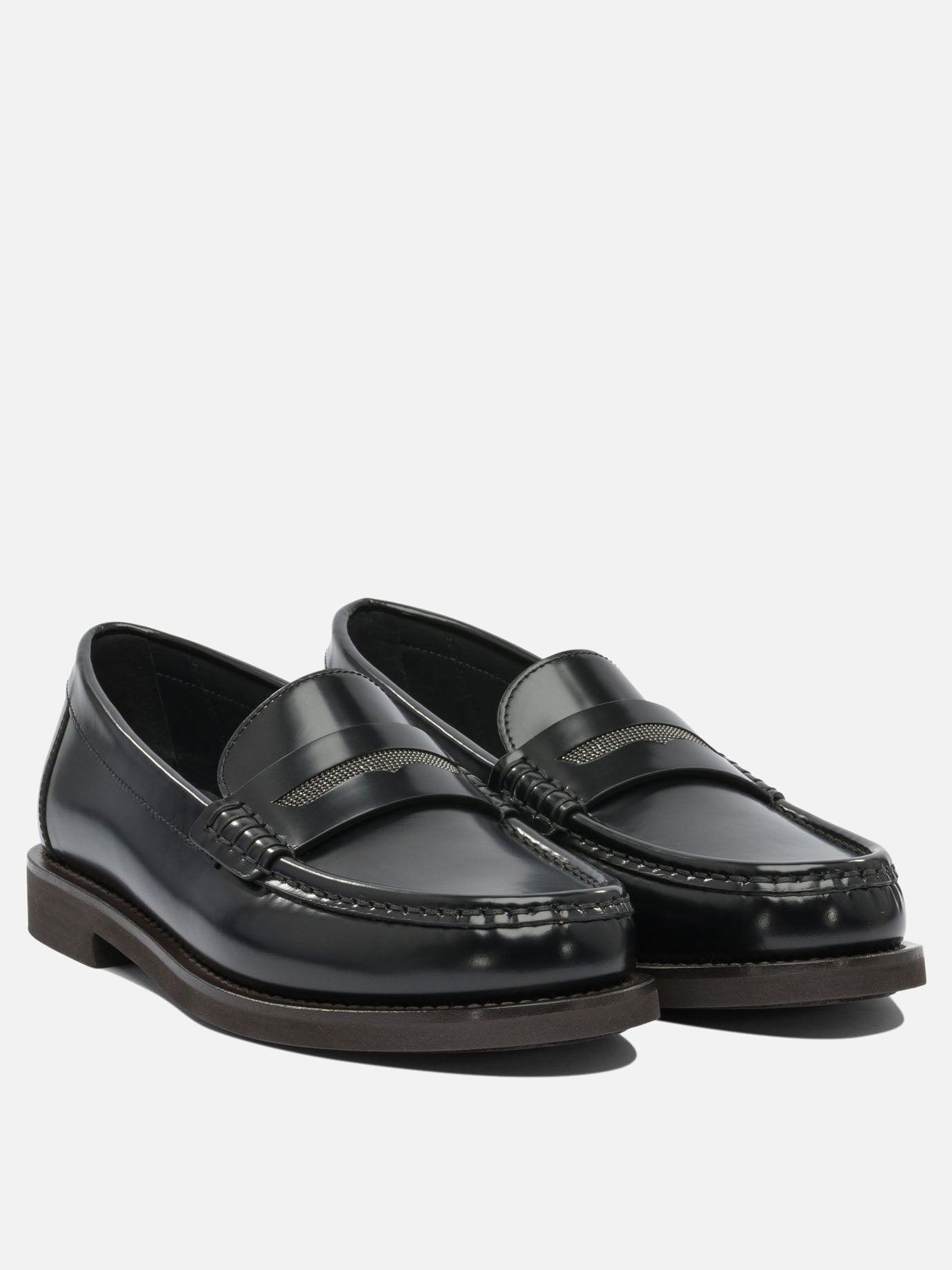 Mocassini 100% leather - 100% rubber  Nero - Brunello Cucinelli Donna | PDP | VIETTI Online Store | thumbnail_2