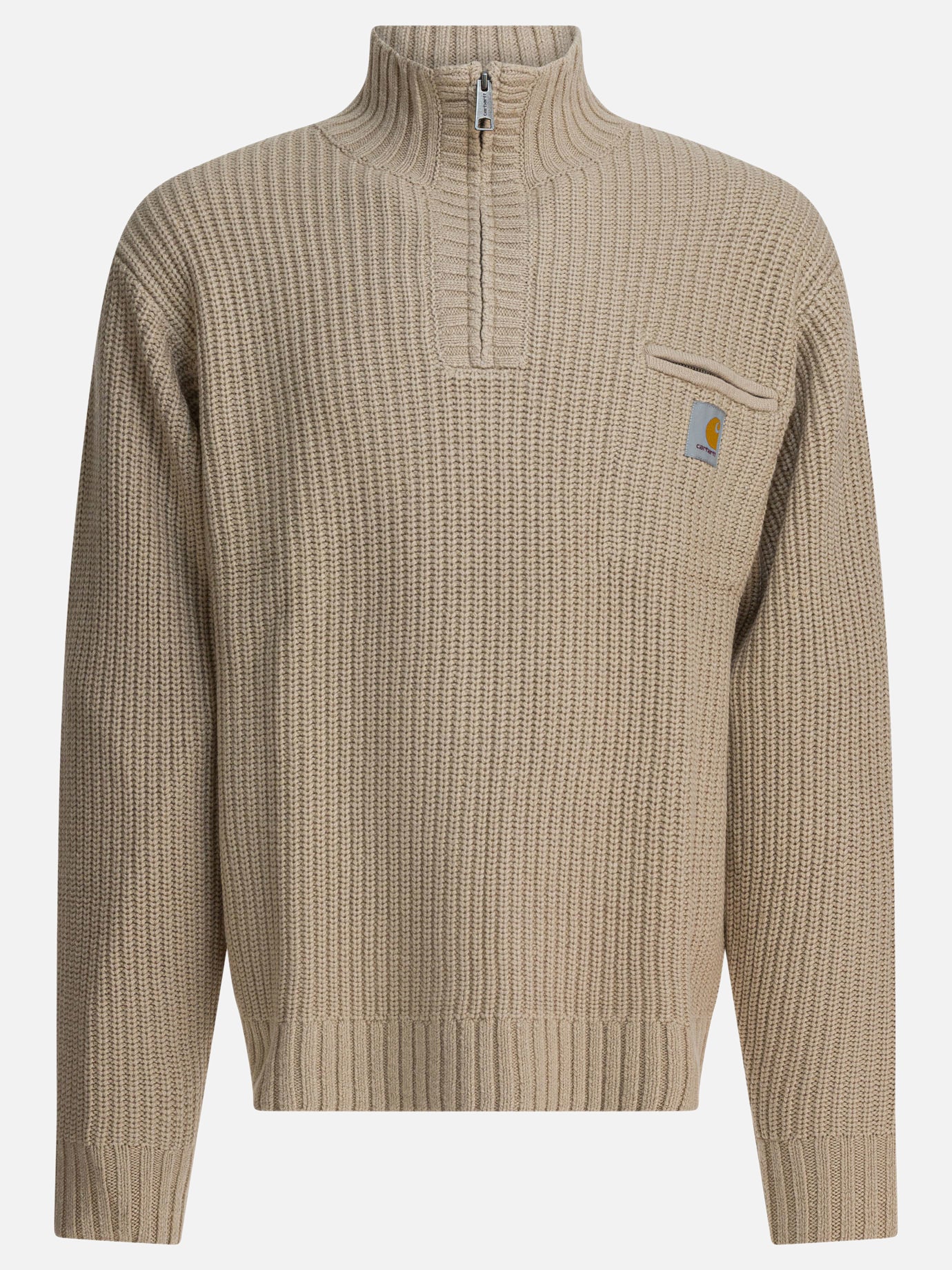 Half zip sweaters Logo  Beige - Carhartt WIP Men | PDP | VIETTI Online Store | thumbnail