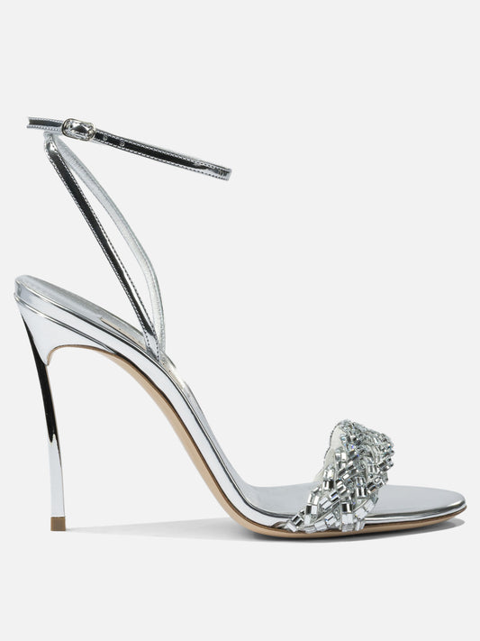 Sandali con tacco 100% leather - 100% leather  Argento - Casadei Donna | PDP | VIETTI Online Store 
