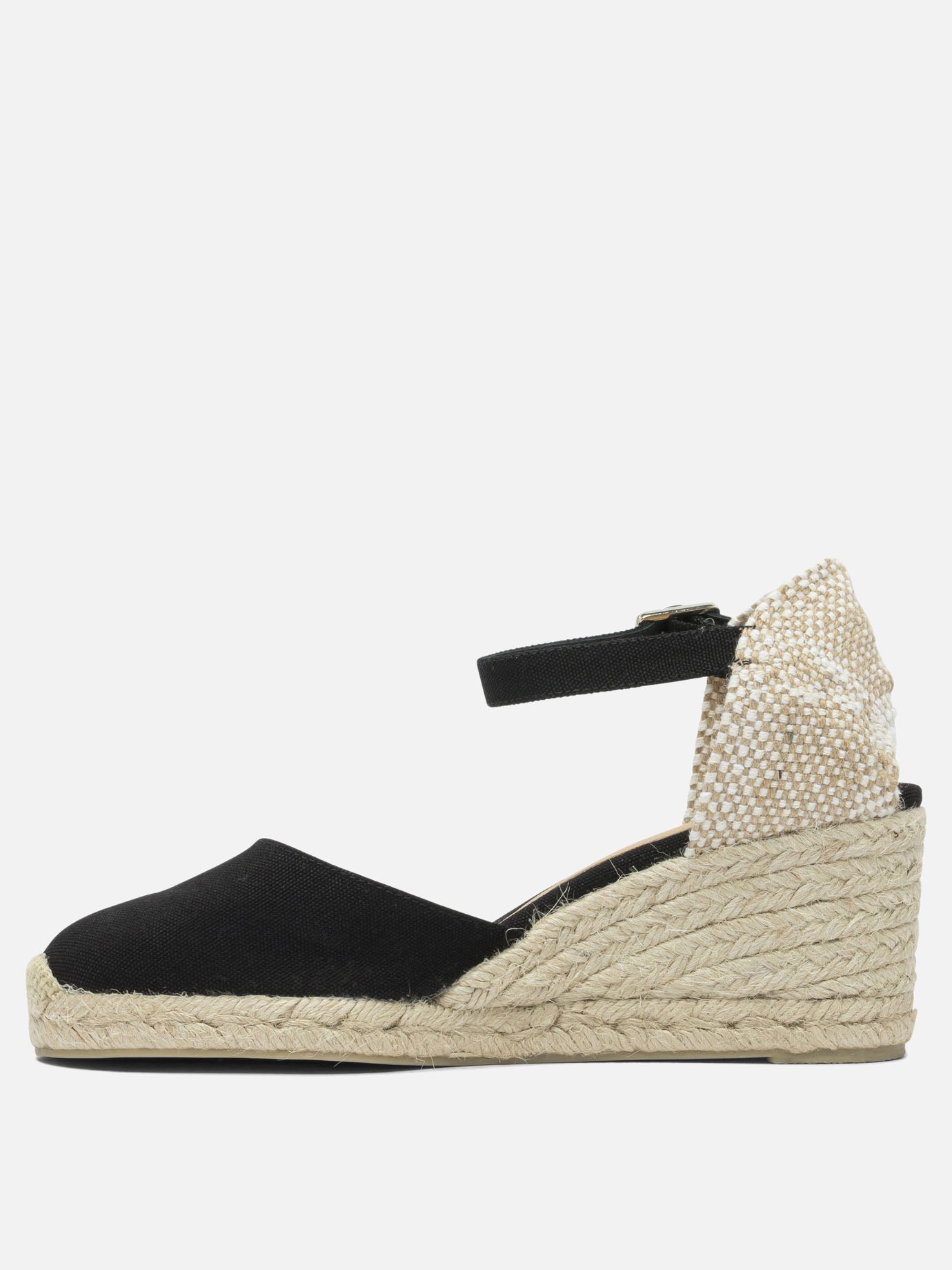 Heeled espadrilles 100% cotton - 100% rubber  Black - Castañer Women | PDP | VIETTI Online Store | thumbnail_3