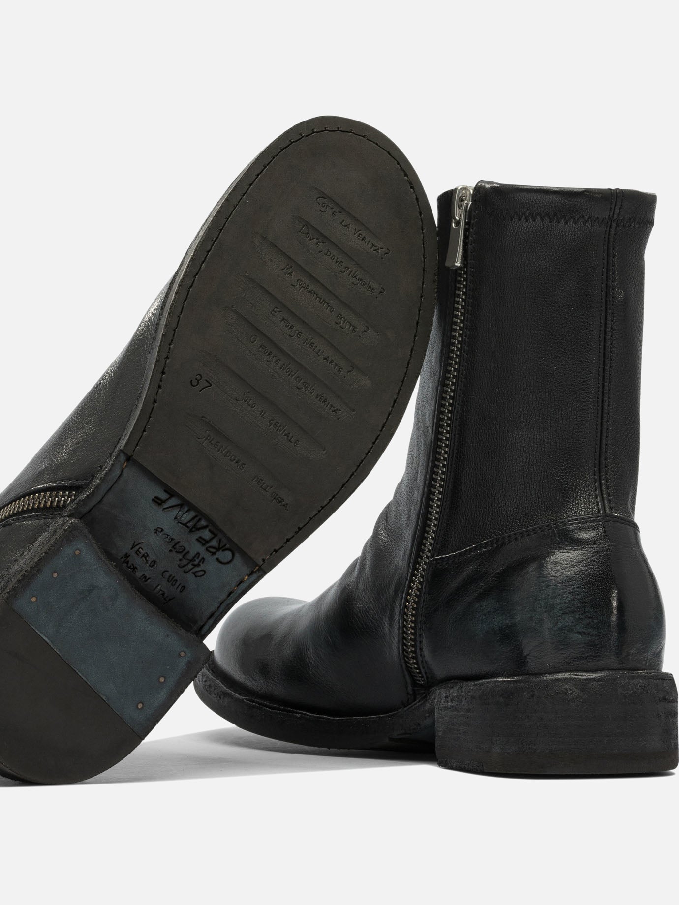 Zipped boots 100% leather - 100% rubber  Black - Officine Creative Women | PDP | VIETTI Online Store | thumbnail_5