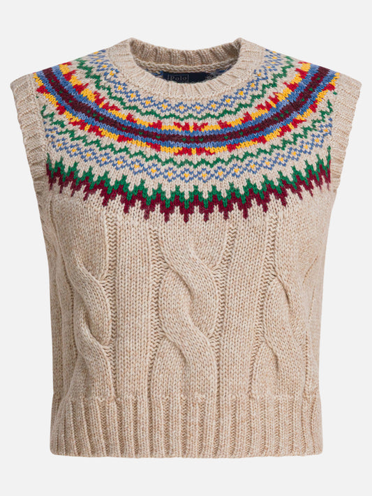 Gilet Textured knit  Beige - Polo Ralph Lauren Donna | PLP | VIETTI Online Store 
