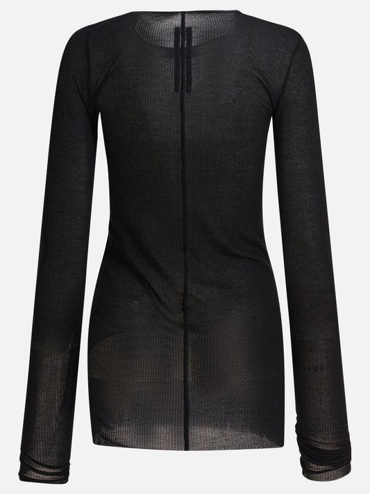 Rick Owens Ribbed viscose and wool T-shirt 19625939_38 Black 2