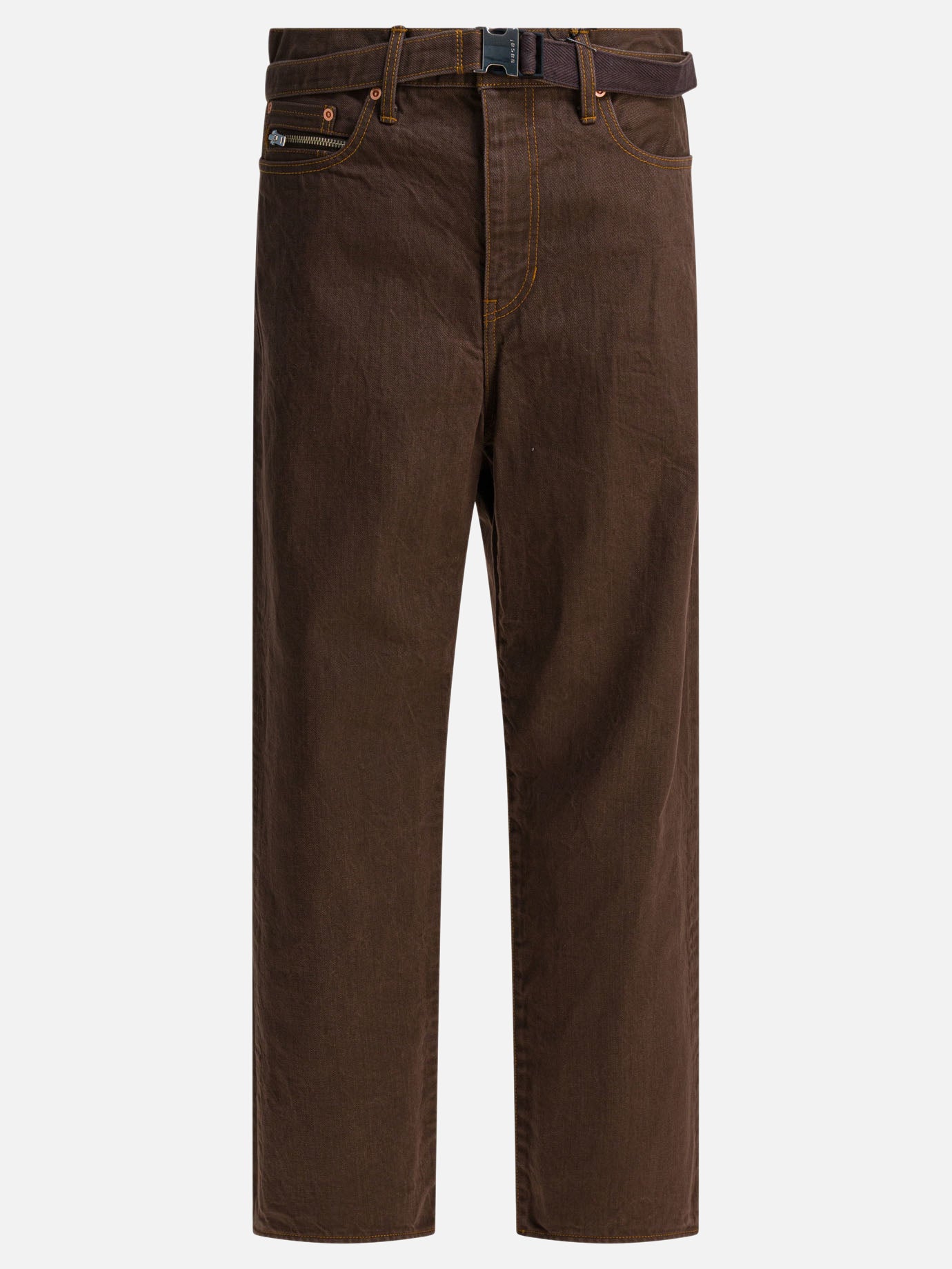 Jeans a gamba larga Denim  Marrone - Sacai Uomo | PDP | VIETTI Online Store | Zoom-Modal
