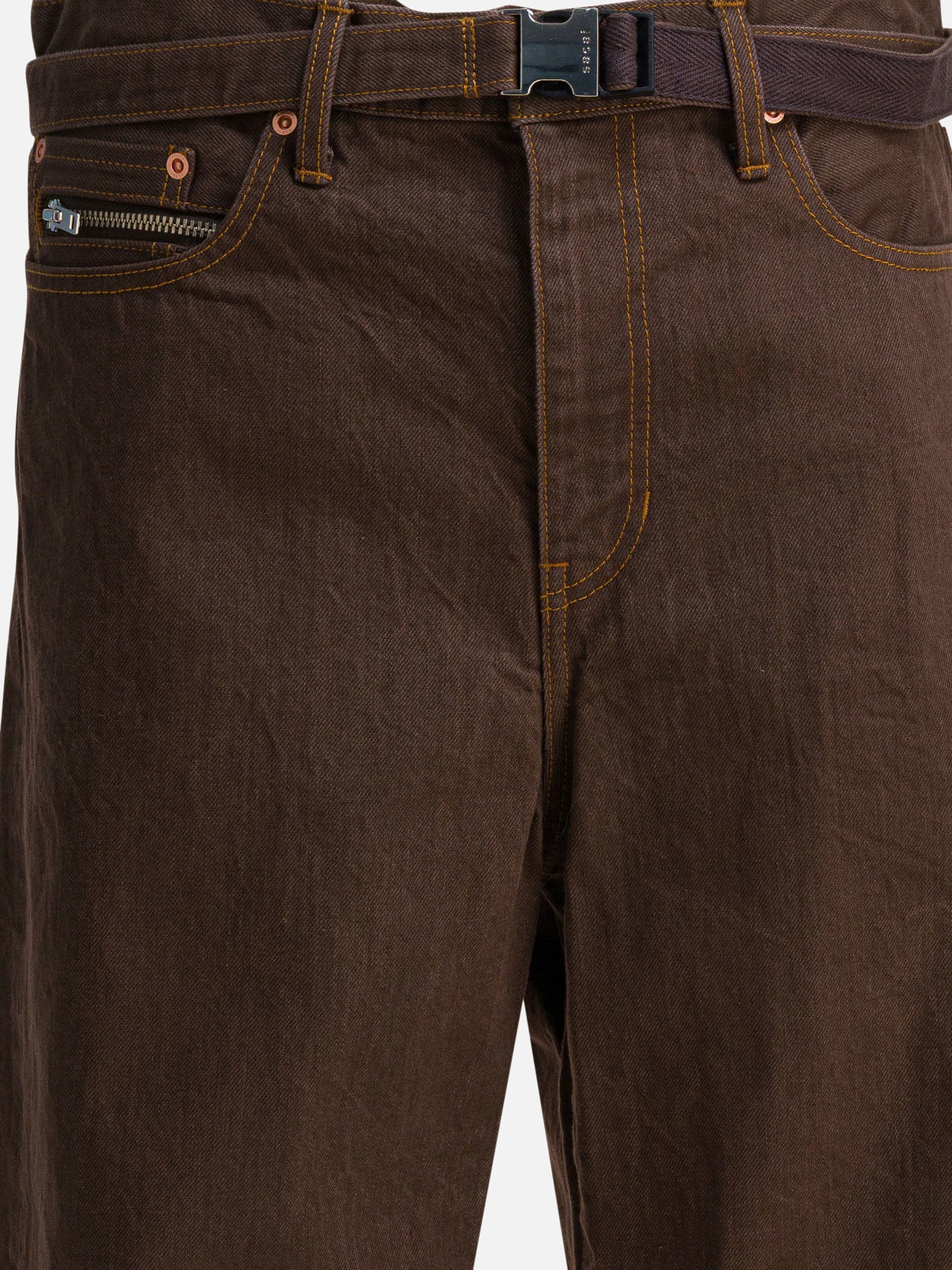 Jeans a gamba larga Denim  Marrone - Sacai Uomo | PDP | VIETTI Online Store | thumbnail_3