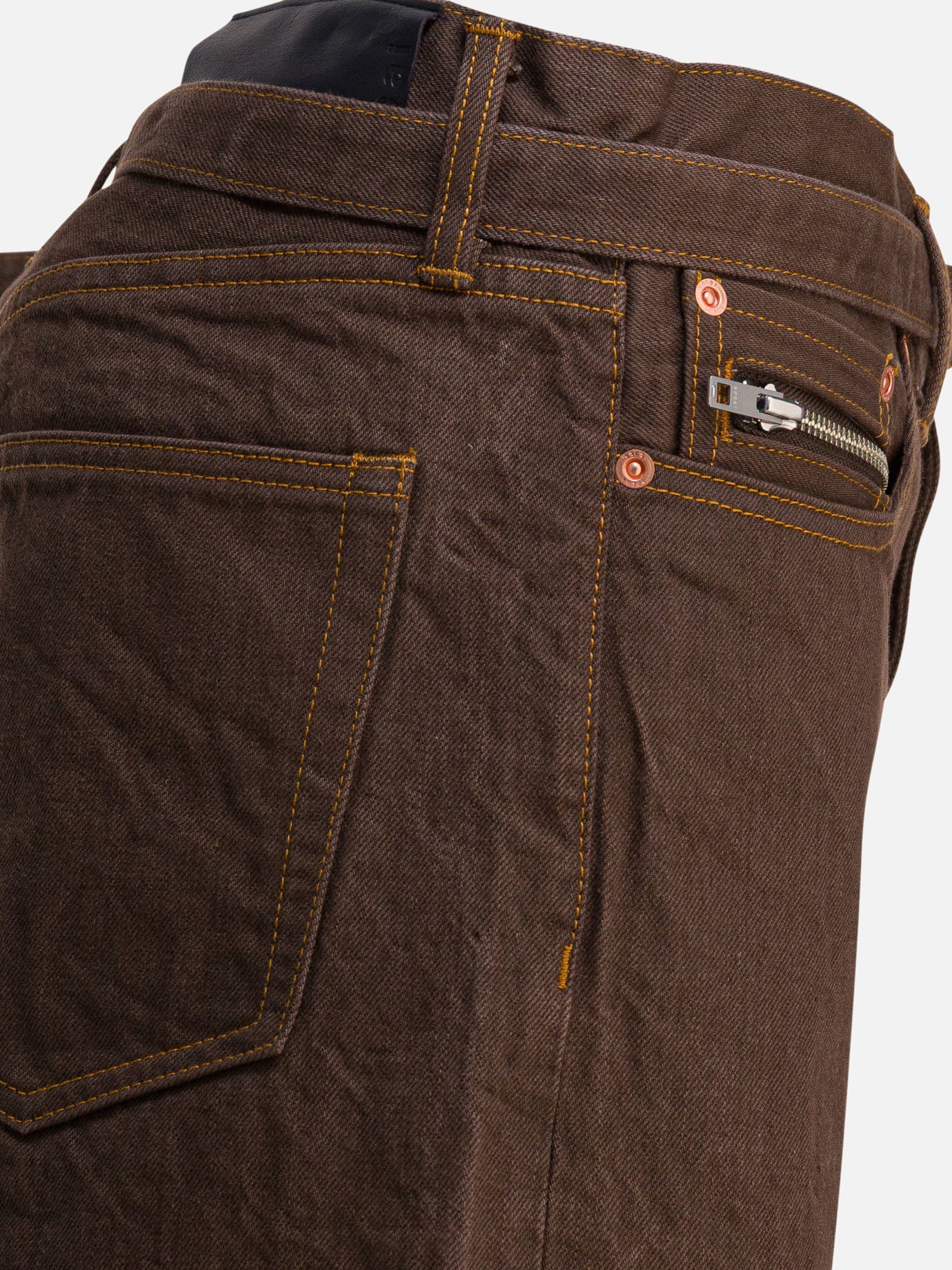 Jeans a gamba larga Denim  Marrone - Sacai Uomo | PDP | VIETTI Online Store | thumbnail_4