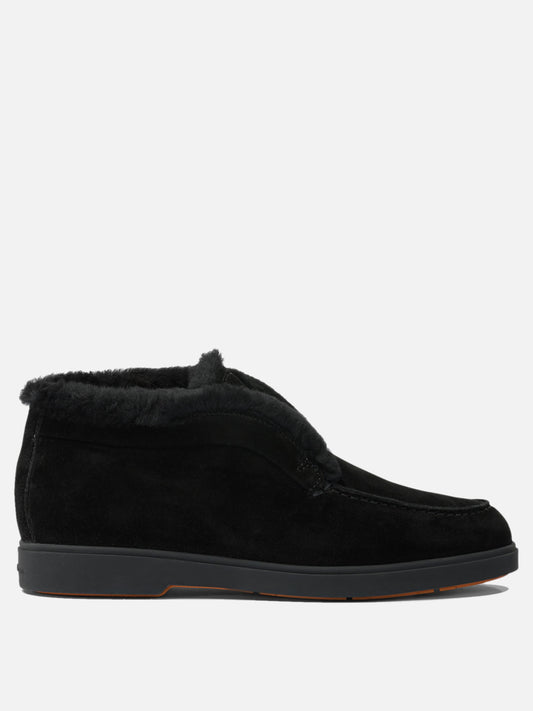 Stivaletti pull-on 100% suede - 100% rubber  Nero - Santoni Donna | VIETTI Online Store 
