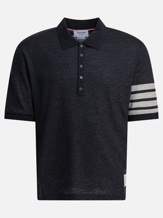Polo con bottoni Logo  Grigio - Thom Browne Uomo | PDP | VIETTI Online Store 
